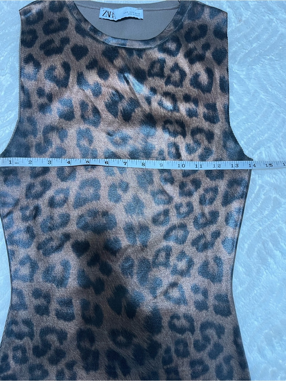 ZARA Metallic Foil Leopard Print Bodycon Midi Dress Small Animal Print - Picture 15 of 16
